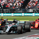 Lewis Hamilton leading Kimi Raikkonen and Daniel Ricciardo at the 2018 Mexican Grand Prix.